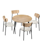 4-Seater Dining Set 1.1m Dining Table with Corduroy Chairs