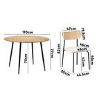 4-Seater Dining Set 1.1m Dining Table with Corduroy Chairs