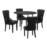 110cm Round Dining Table with 4PCS Chairs Velvet Black