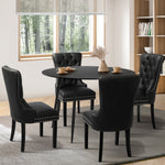 110cm Round Dining Table with 4PCS Chairs Velvet Black