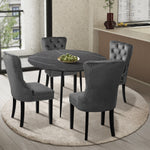 110cm Round Dining Table with 4 Dining Chairs Velvet Grey