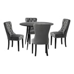 110cm Round Dining Table with 4 Dining Chairs Velvet Grey