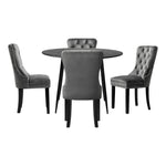 110cm Round Dining Table with 4 Dining Chairs Velvet Grey