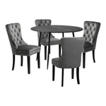 110cm Round Dining Table with 4 Dining Chairs Velvet Grey