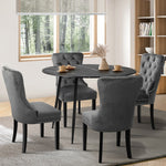 110cm Round Dining Table with 4 Dining Chairs Velvet Grey