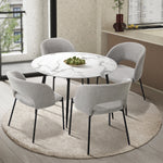 110cm Round Dining Table with 4PCS Chairs Grey Fabric