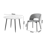 110cm Round Dining Table with 4PCS Chairs Grey Fabric
