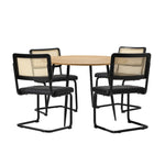 110cm Round Dining Table with 4PCS Dining Chairs Leather Black