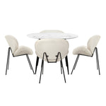 110cm Round Dining Table with 4PCS Chairs White Sherpa