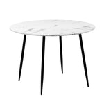 110cm Round Dining Table with 4PCS Chairs White Sherpa