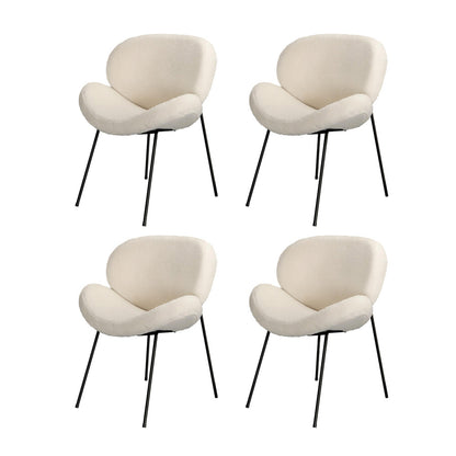 110cm Round Dining Table with 4PCS Chairs White Sherpa