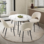 Round Dining Table & 4PCS Dining Chairs Sherpa White