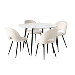 Round Dining Table & 4PCS Dining Chairs Sherpa White
