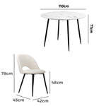 Round Dining Table & 4PCS Dining Chairs Sherpa White