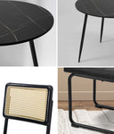 5PCS Dining Set 1.1m Round Table and Chairs PU Leather Pad