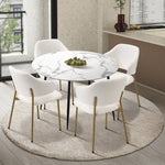 110cm Round Dining Table with 4PCS Chairs Sherpa Gold