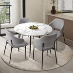 110cm Round Dining Table with 4PCS Chairs Fabric Grey