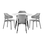 110cm Round Dining Table with 4PCS Chairs Fabric Grey