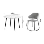 110cm Round Dining Table with 4PCS Chairs Fabric Grey
