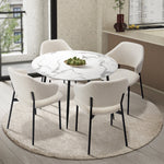 Round Dining Table with 4PCS Chairs Sherpa White