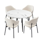Round Dining Table with 4PCS Chairs Sherpa White