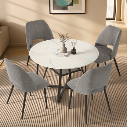 Round Dining Set Grey Fabric 50x47x82cm