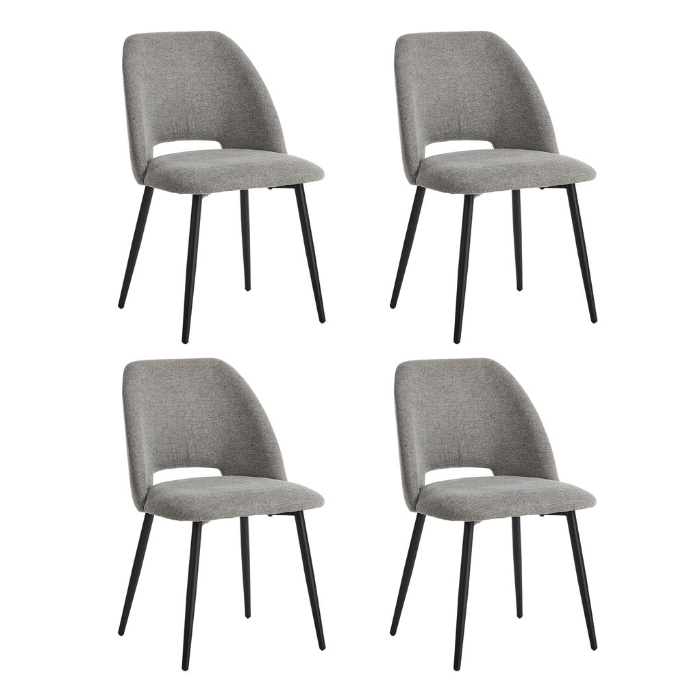 Round Dining Set Grey Fabric 50x47x82cm