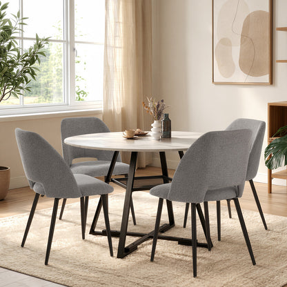 Round Dining Set Grey Fabric 50x47x82cm