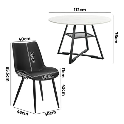 Dining Set Round White PU