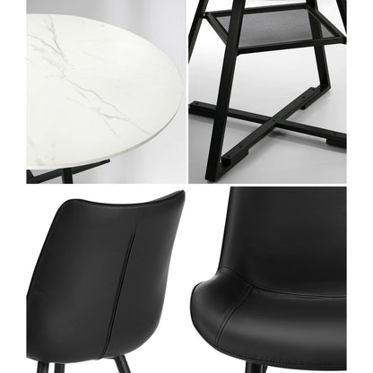 Dining Set Round White PU