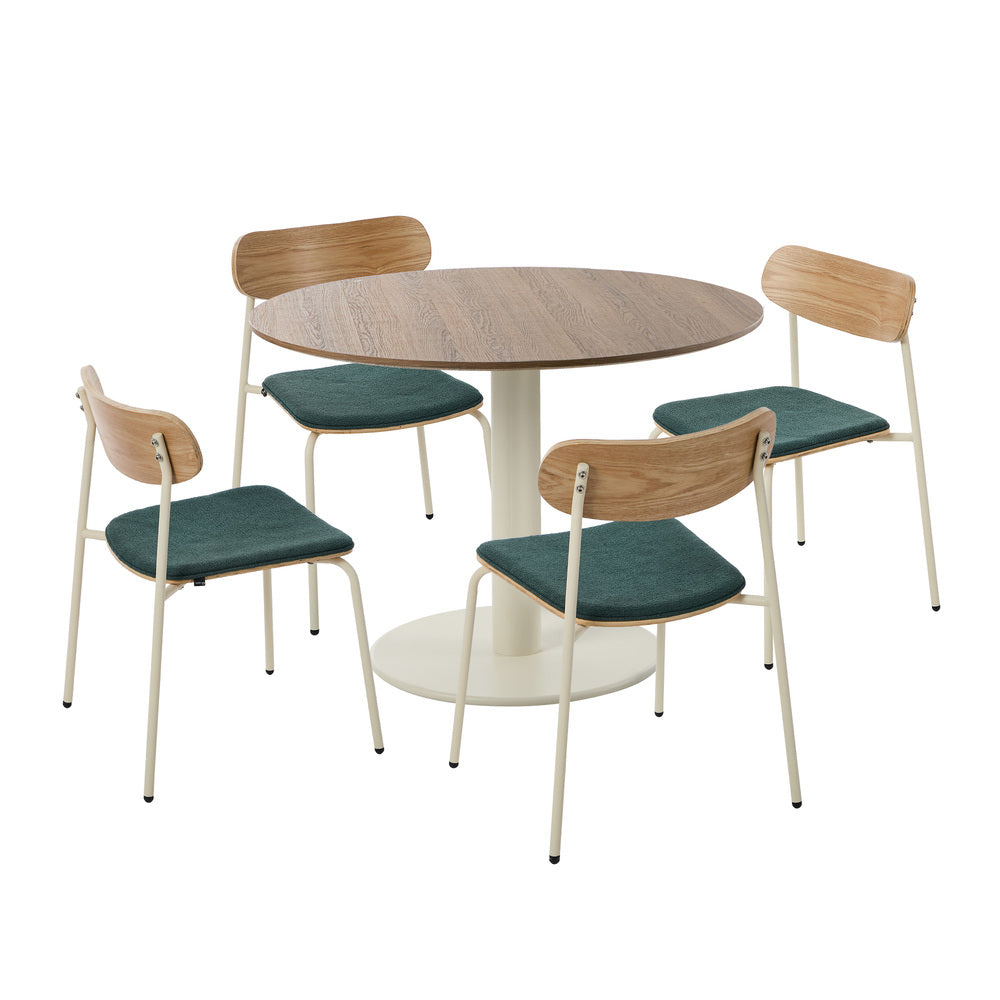 Round Dining Table Set 100cm 5-Piece Green | HomeAndLiving - 2