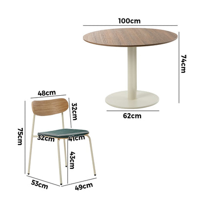 Round Dining Table Set 100cm 5-Piece Green | HomeAndLiving - 3