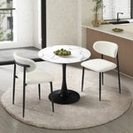60cm Round Dining Table with 2x Dining Chairs Boucle White&Black