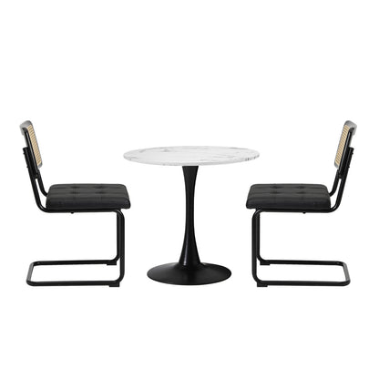 60cm Round Dining Table with 2PCS Dining Chairs Velvet Green