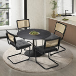 Round Dining Table with Dining Chairs PU Leather/Velvet