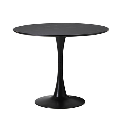 90cm Round Dining Table with 5PCS Dining Chairs Velvet White&Green