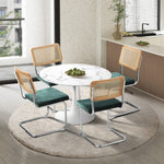 Round Dining Table with Dining Chairs PU Leather/Velvet