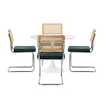 Round Dining Table with Dining Chairs PU Leather/Velvet