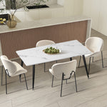 120cm Rectangle Dining Table with 4/6 Chairs Sherpa White