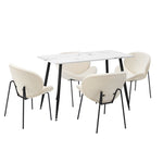 120cm Rectangle Dining Table with 4/6 Chairs Sherpa White