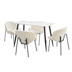 120cm Rectangle Dining Table with 4/6 Chairs Sherpa White