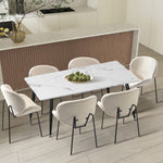 120cm Rectangle Dining Table with 4/6 Chairs Sherpa White