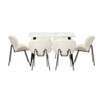 120cm Rectangle Dining Table with 4/6 Chairs Sherpa White