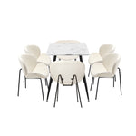 120cm Rectangle Dining Table with 4/6 Chairs Sherpa White