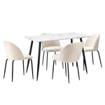 120cm Rectangle Dining Table with 4PCS/6PCS Chairs White Sherpa