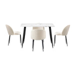 120cm Rectangle Dining Table with 4PCS/6PCS Chairs White Sherpa