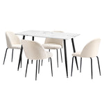 120cm Rectangle Dining Table with 4PCS/6PCS Chairs White Sherpa