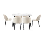 120cm Rectangle Dining Table with 4PCS/6PCS Chairs White Sherpa