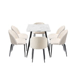 120cm Rectangle Dining Table with 4PCS/6PCS Chairs White Sherpa