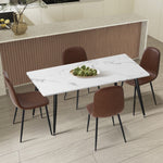 120cm Rectangle Dining Table with 4/6PCS Chairs PU Brown